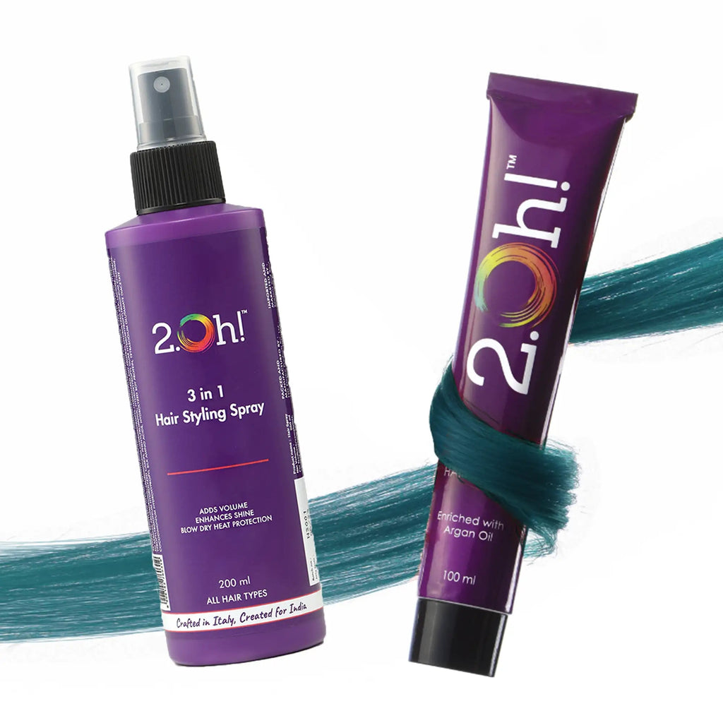 2.Oh! Hair Style Combo Aqua Marine Semi-permanent Hair Color 100ml and 3 in 1 Hair Styling Spray